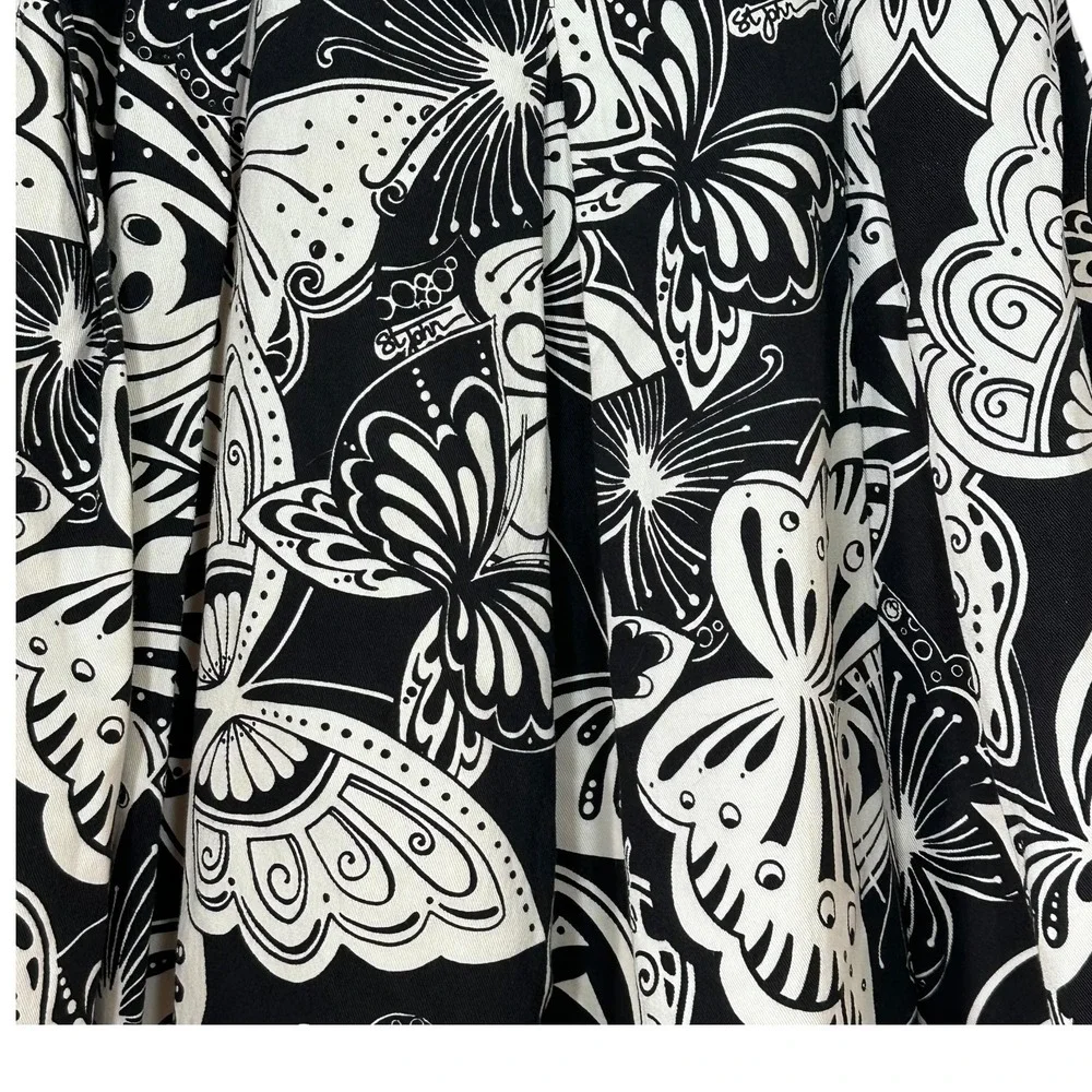 St.‎ John Sport Skater Pleated A Line Skirt AOP Butterfly Print Statement